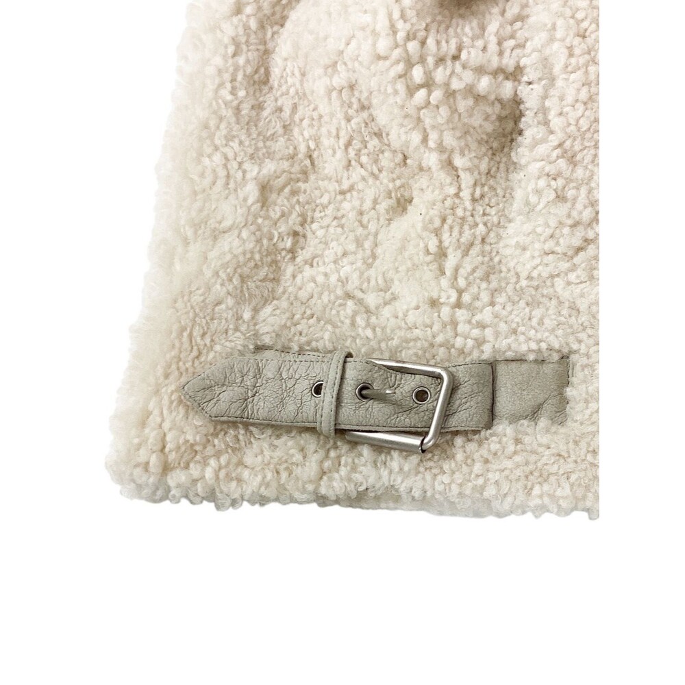 Ducie London Shearling Aviator Jacket Ivory Wool Leather Size 38 M - Picture 9 of 13